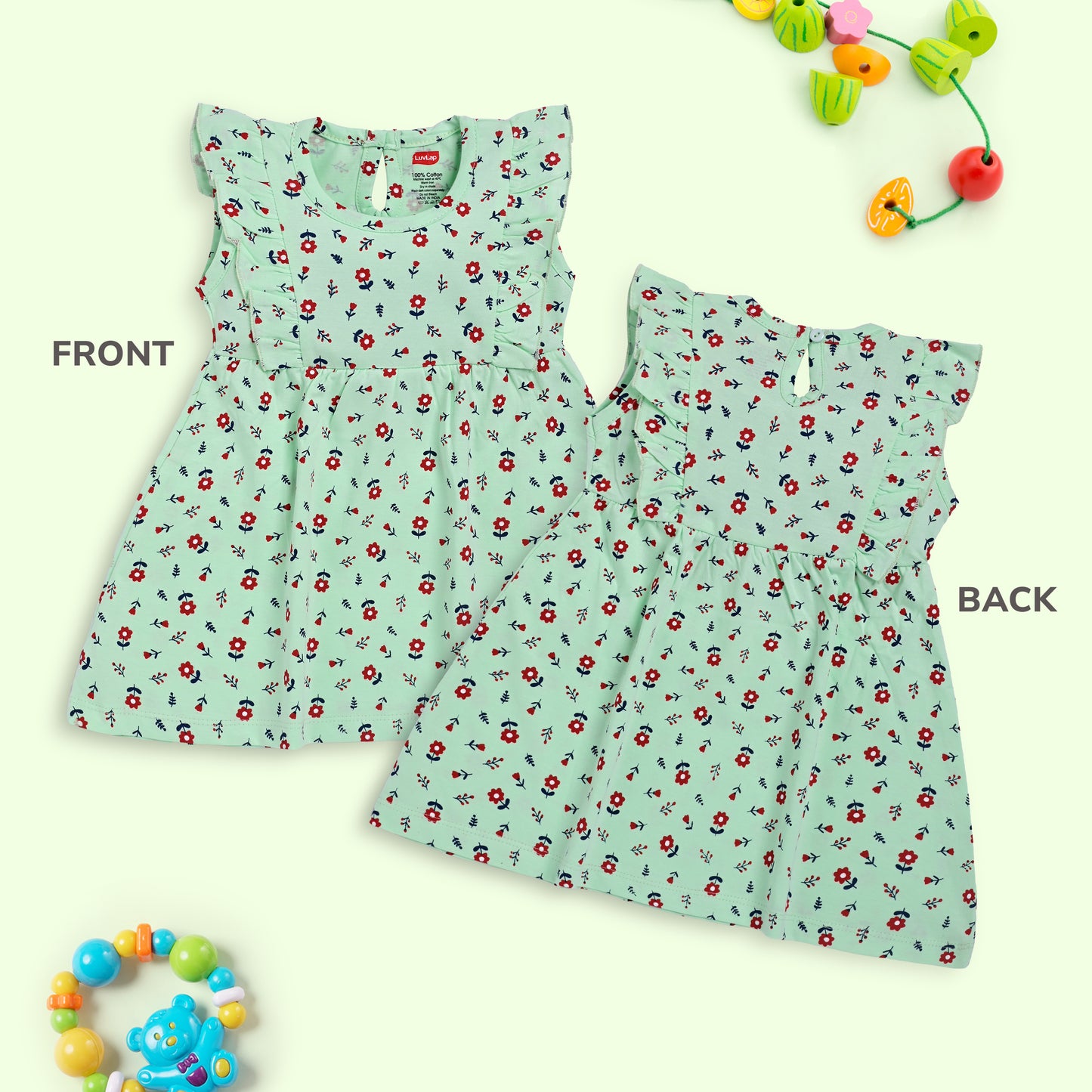Baby Girls Pack Of 3 Sleeveless Frock 100% Cotton