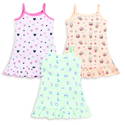 Baby Girls Pack Of 3 Sleeveless Frock 100% Cotton