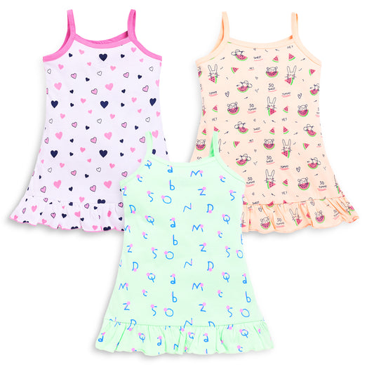 Baby Girls Pack Of 3 Sleeveless Frock 100% Cotton