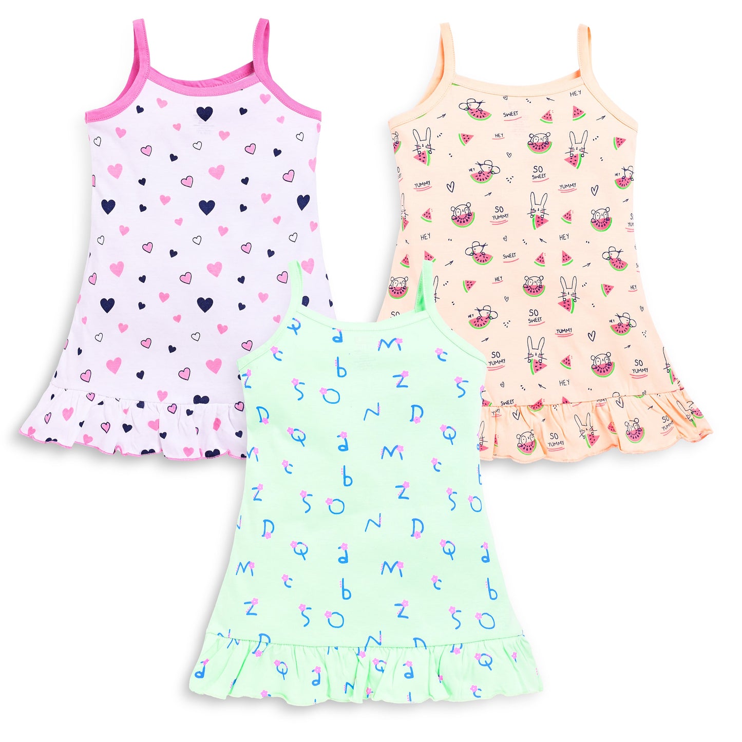 Baby Girls Pack Of 3 Sleeveless Frock 100% Cotton