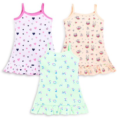Baby Girls Pack Of 3 Sleeveless Frock 100% Cotton