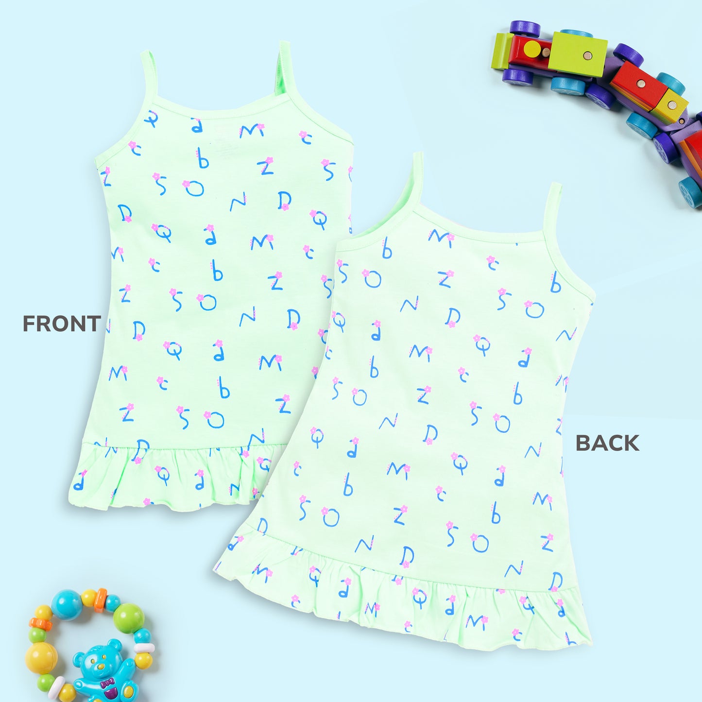 Baby Girls Pack Of 3 Sleeveless Frock 100% Cotton