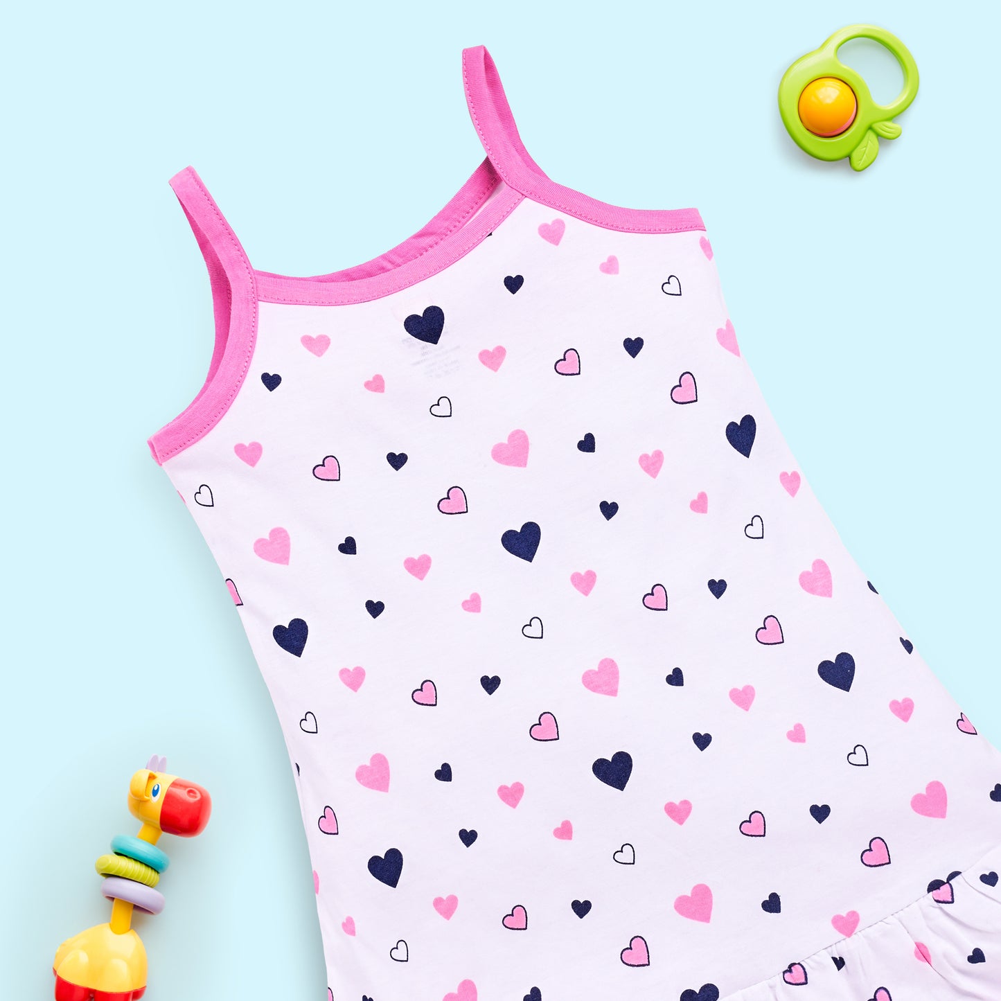Baby Girls Pack Of 3 Sleeveless Frock 100% Cotton