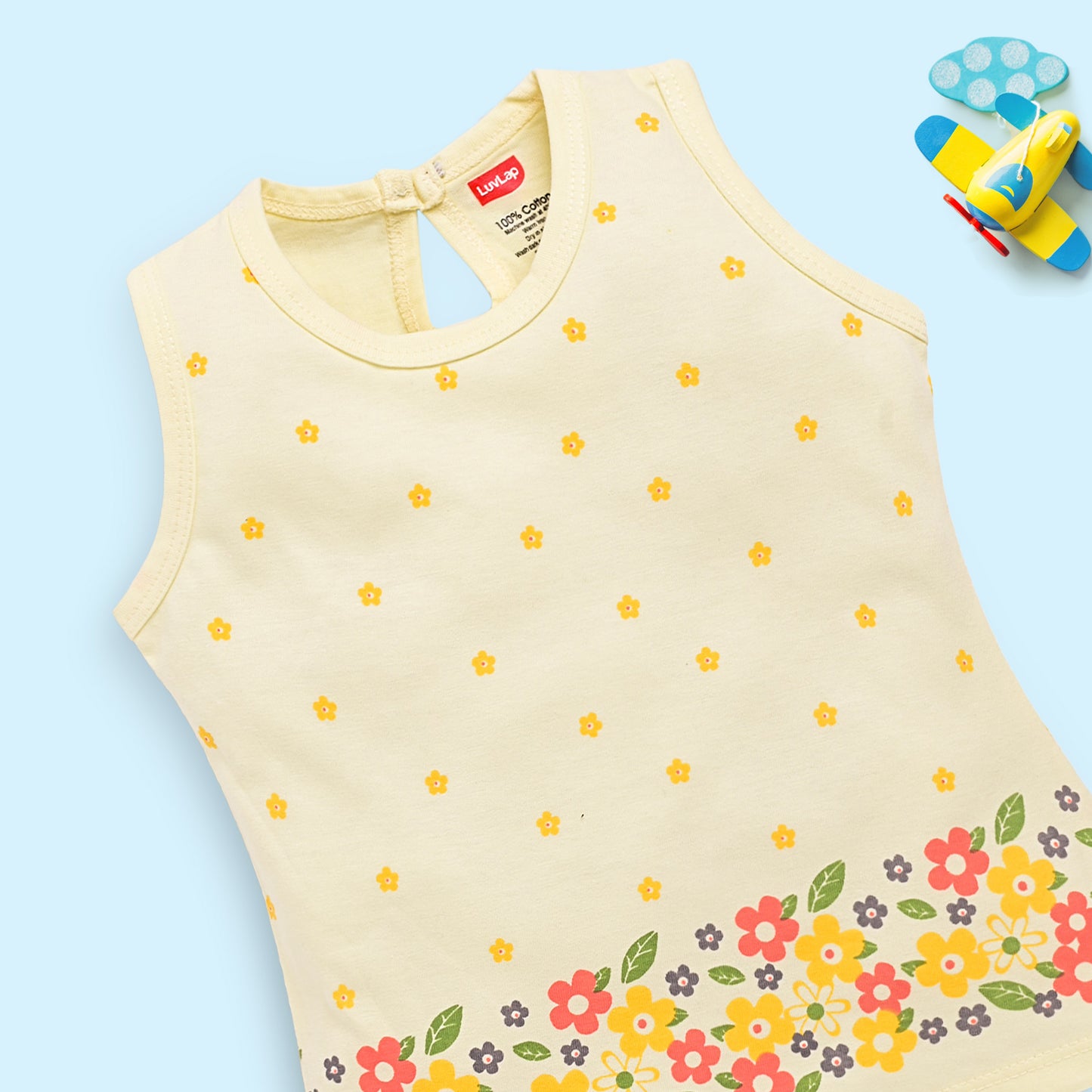Baby Girls Pack Of 3 Sleeveless Top & Shorts Set 100% Cotton