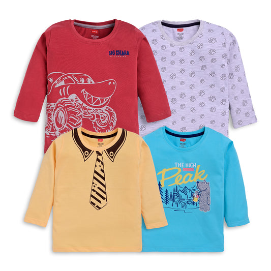 Baby Boys Pack Of 4 Full Sleeve T-Shirt 100% Cotton