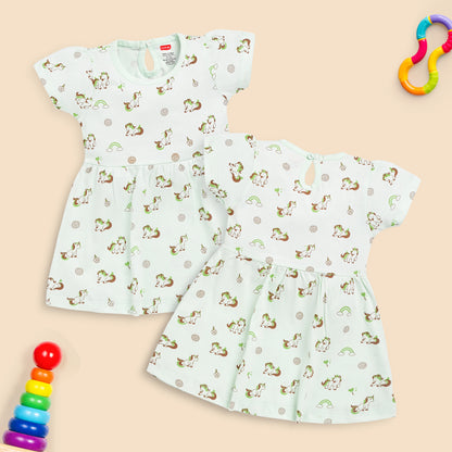 Baby Girls Pack Of 3 Half Sleeve Frock 100% Cotton