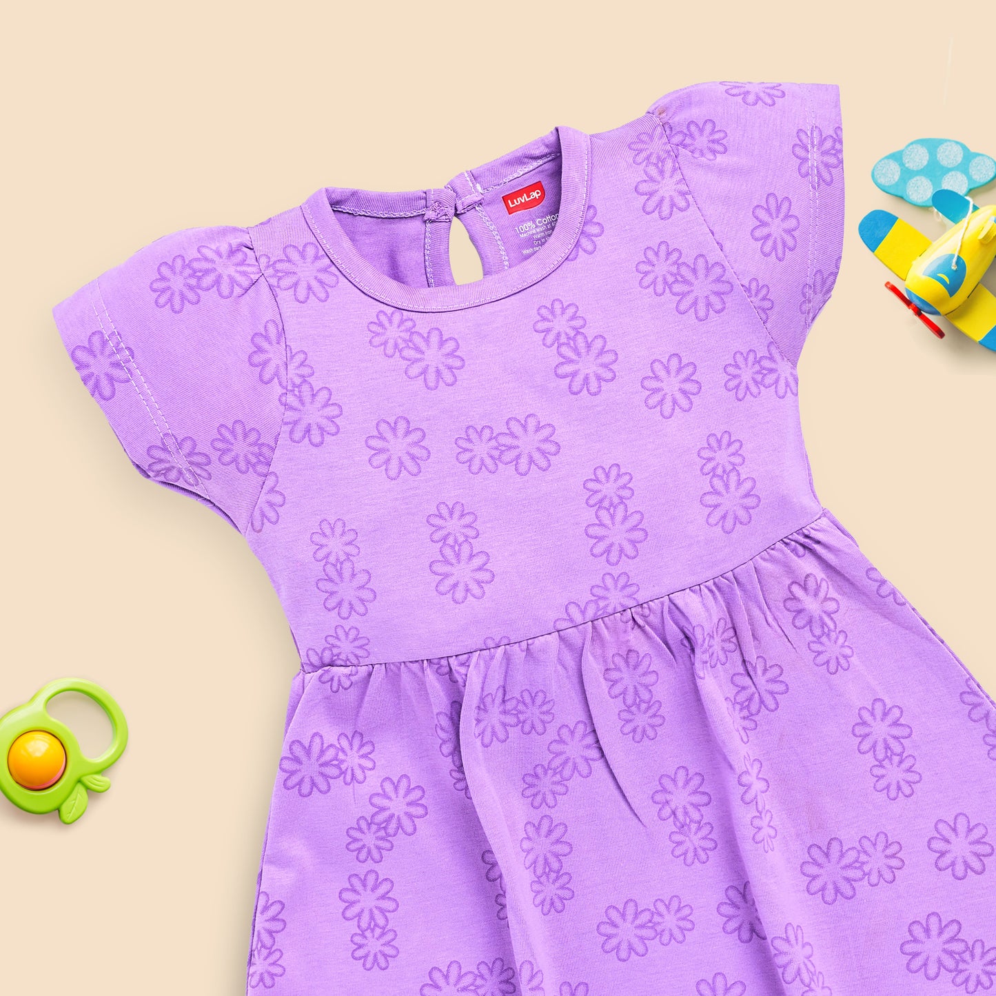 Baby Girls Pack Of 3 Half Sleeve Frock 100% Cotton