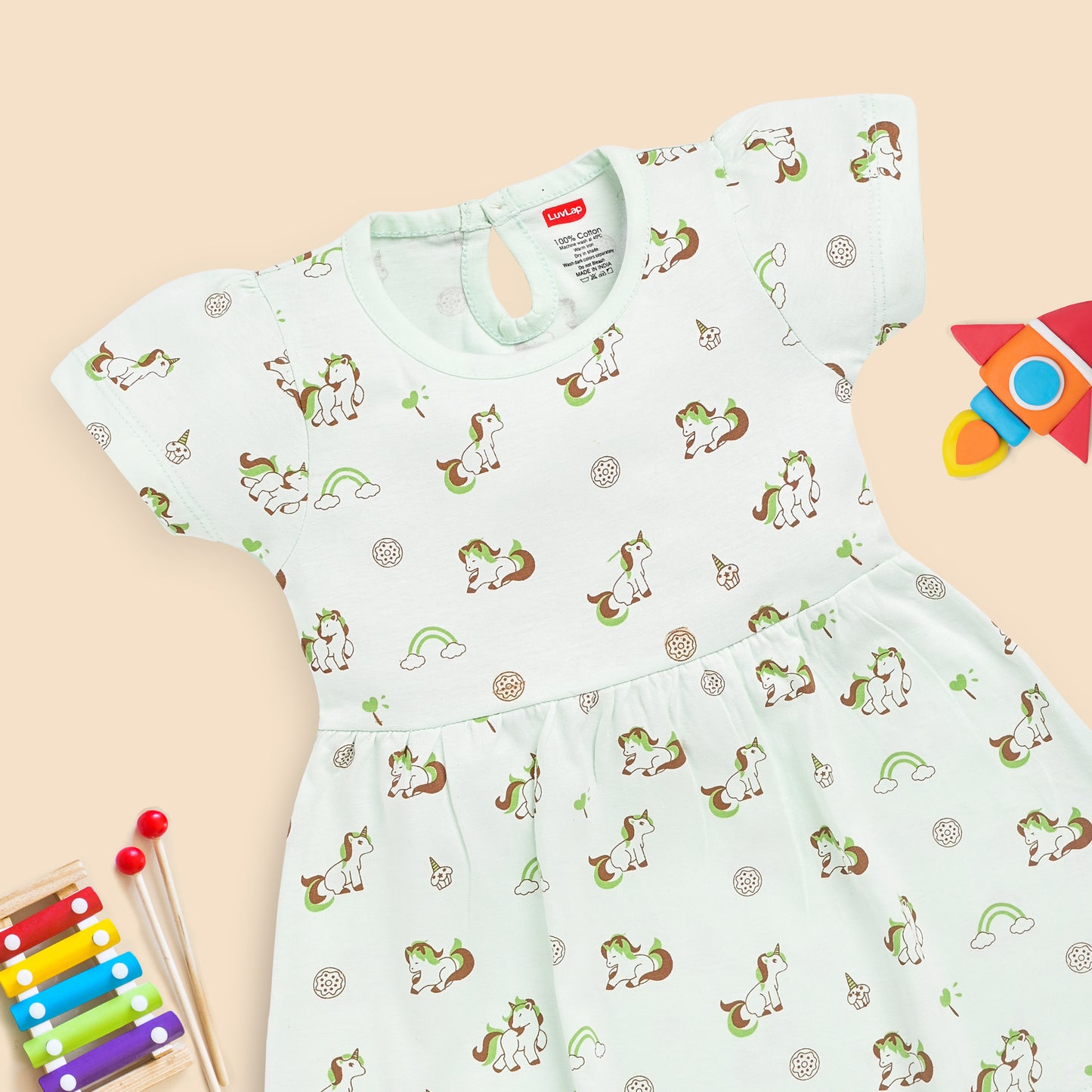Baby Girls Pack Of 3 Half Sleeve Frock 100% Cotton
