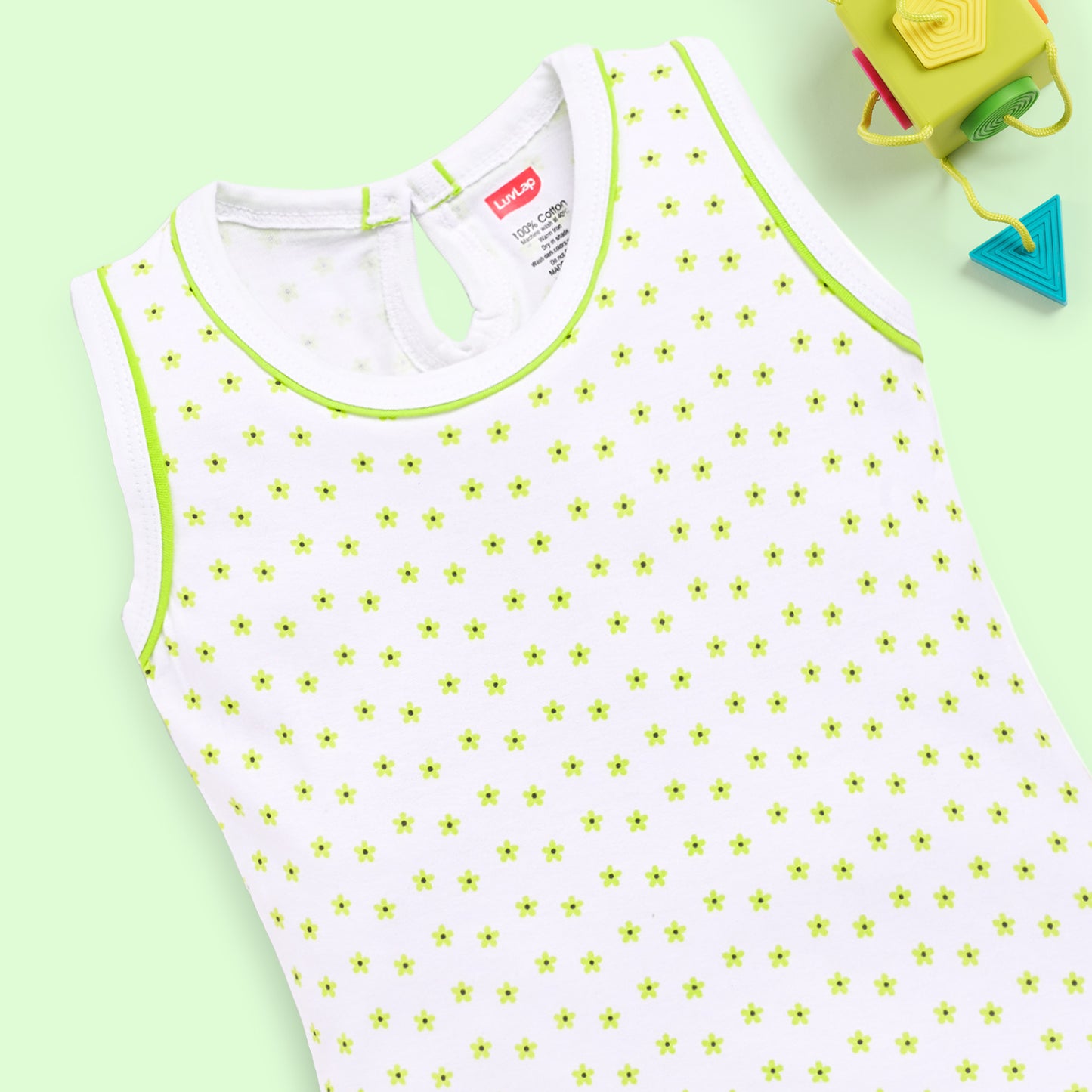 Baby Girls Pack Of 3 Sleeveless Top & Shorts Set 100% Cotton