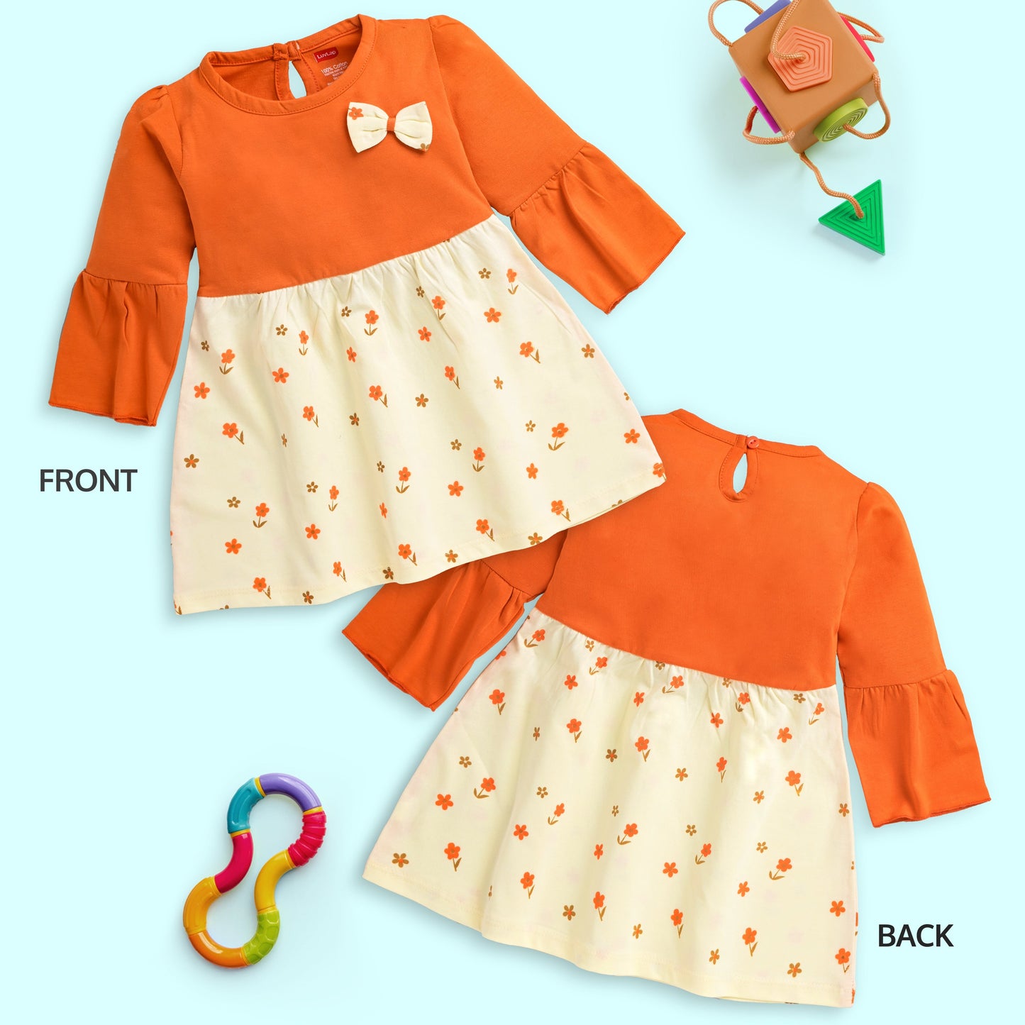 Baby Girls Pack Of 3 Full Sleeve Frock 100% Cotton