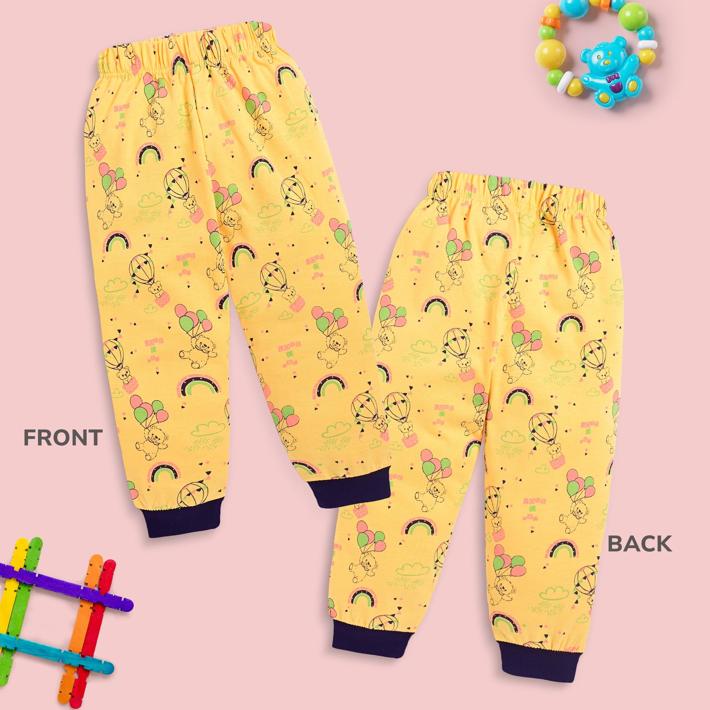Baby Boys & Baby Girls Pack Of 3 Pyjama 100% Cotton
