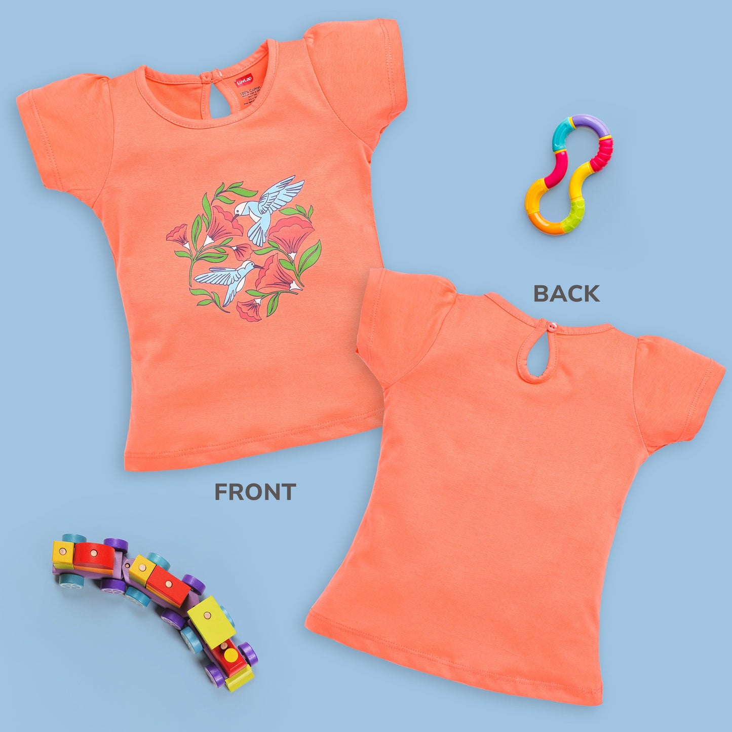 Baby Girls Pack Of 5 Half Sleeve Top 100% Cotton