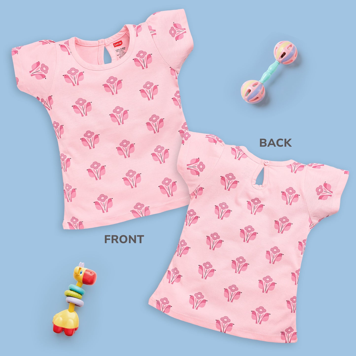 Baby Girls Pack Of 5 Half Sleeve Top 100% Cotton