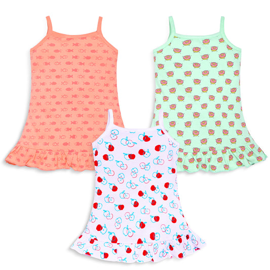 Baby Girls Pack Of 3 Sleeveless Frock 100% Cotton
