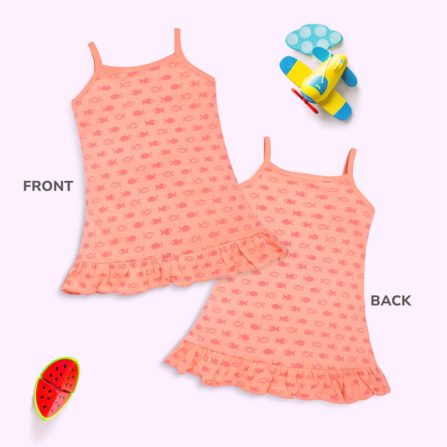 Baby Girls Pack Of 3 Sleeveless Frock 100% Cotton