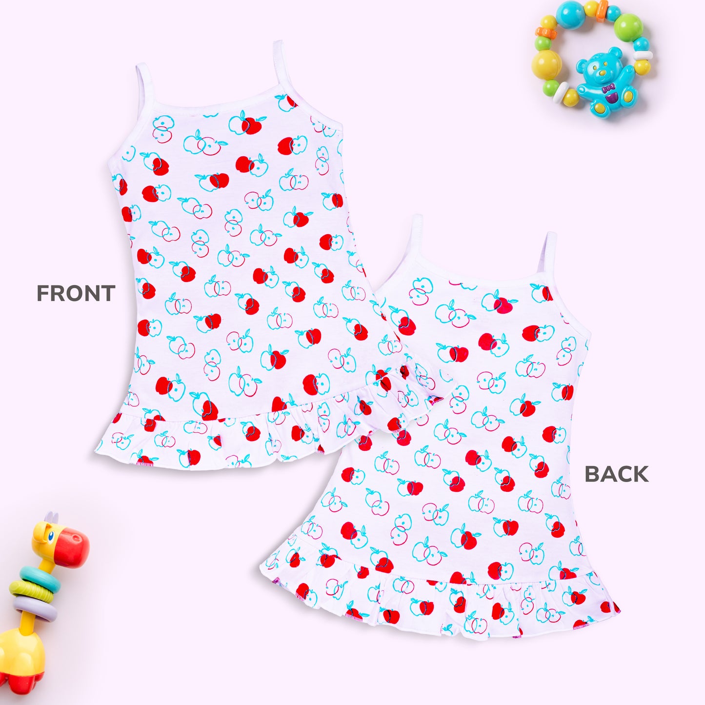 Baby Girls Pack Of 3 Sleeveless Frock 100% Cotton