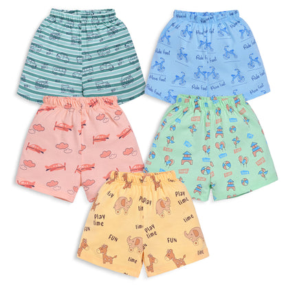 Baby Boys & Baby Girls Pack Of 5 Regular Shorts 100% Cotton