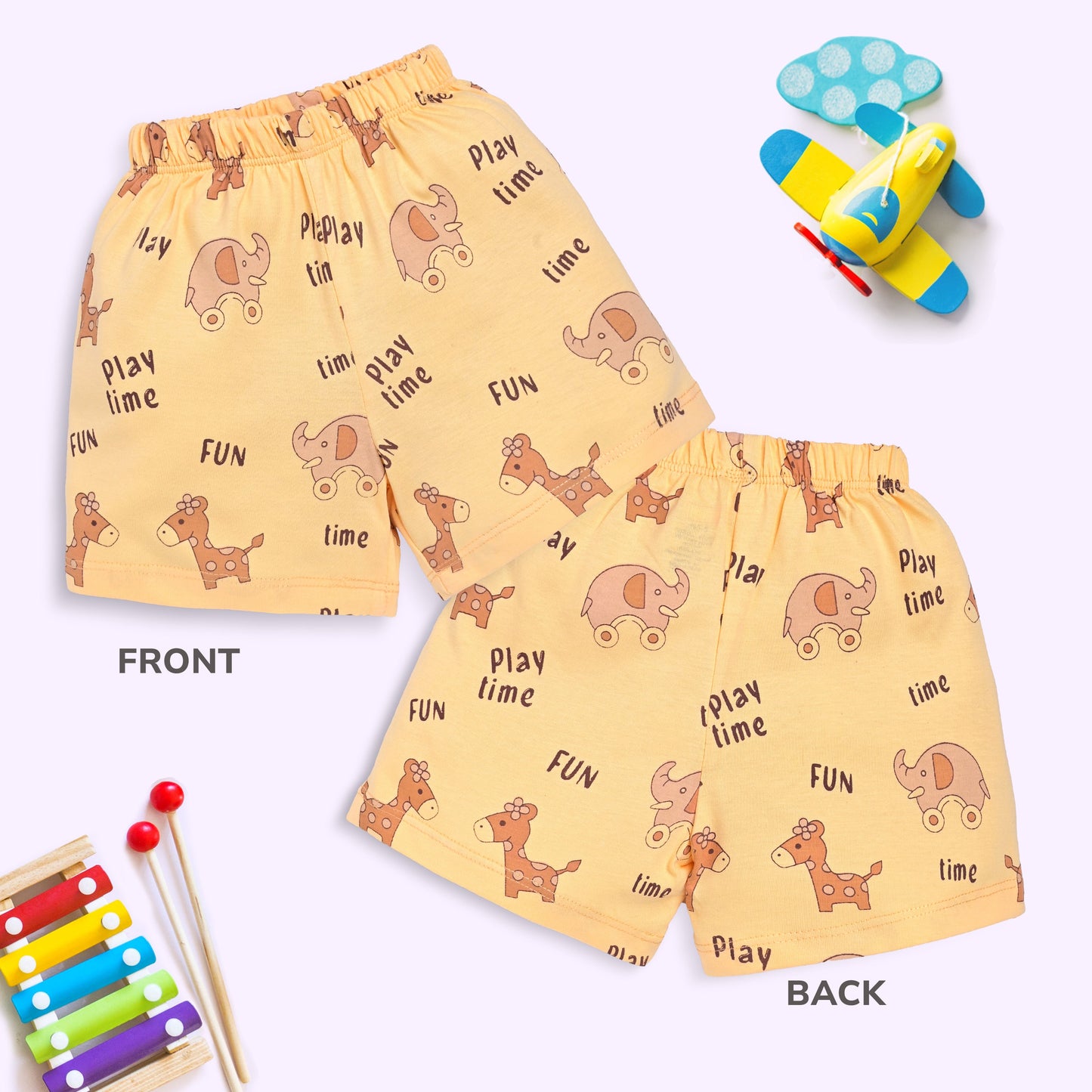 Baby Boys & Baby Girls Pack Of 5 Regular Shorts 100% Cotton