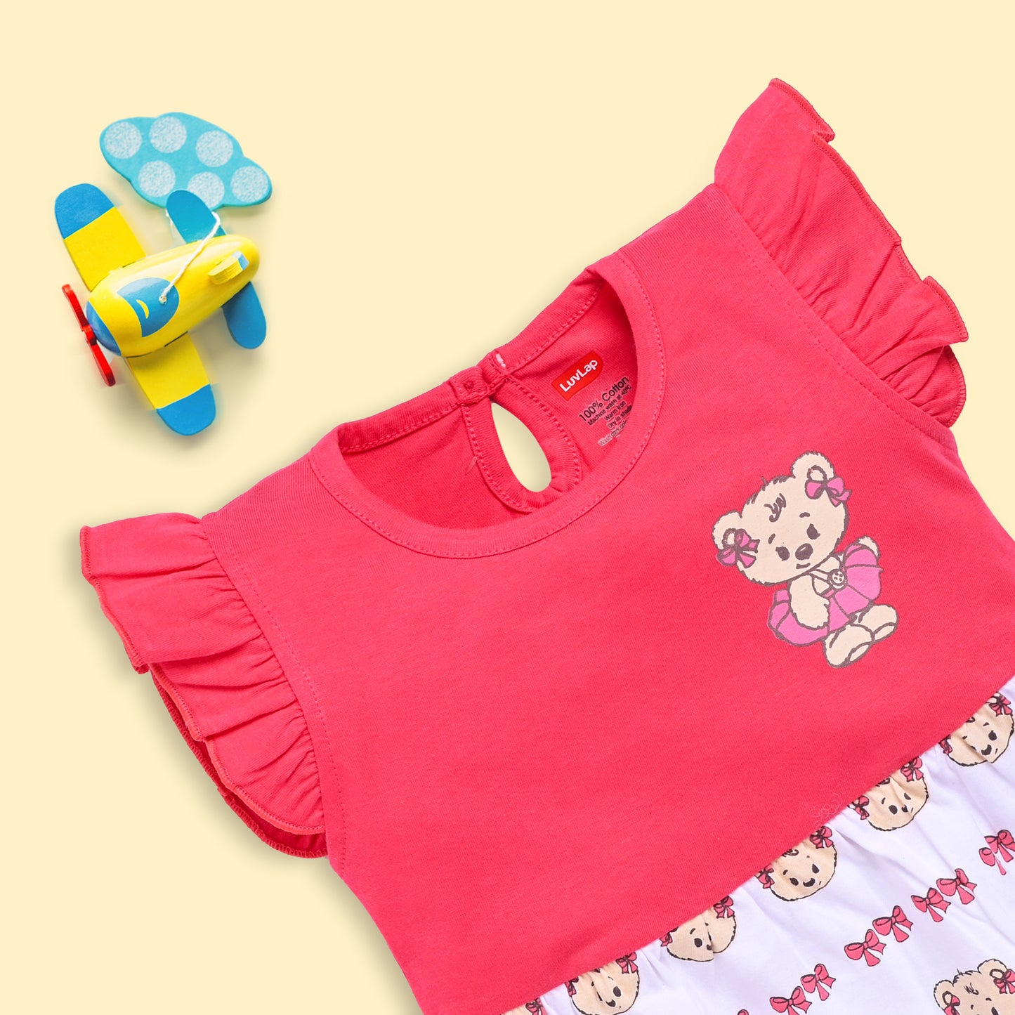 Baby Girls Pack Of 3 Half Sleeve Frock 100% Cotton