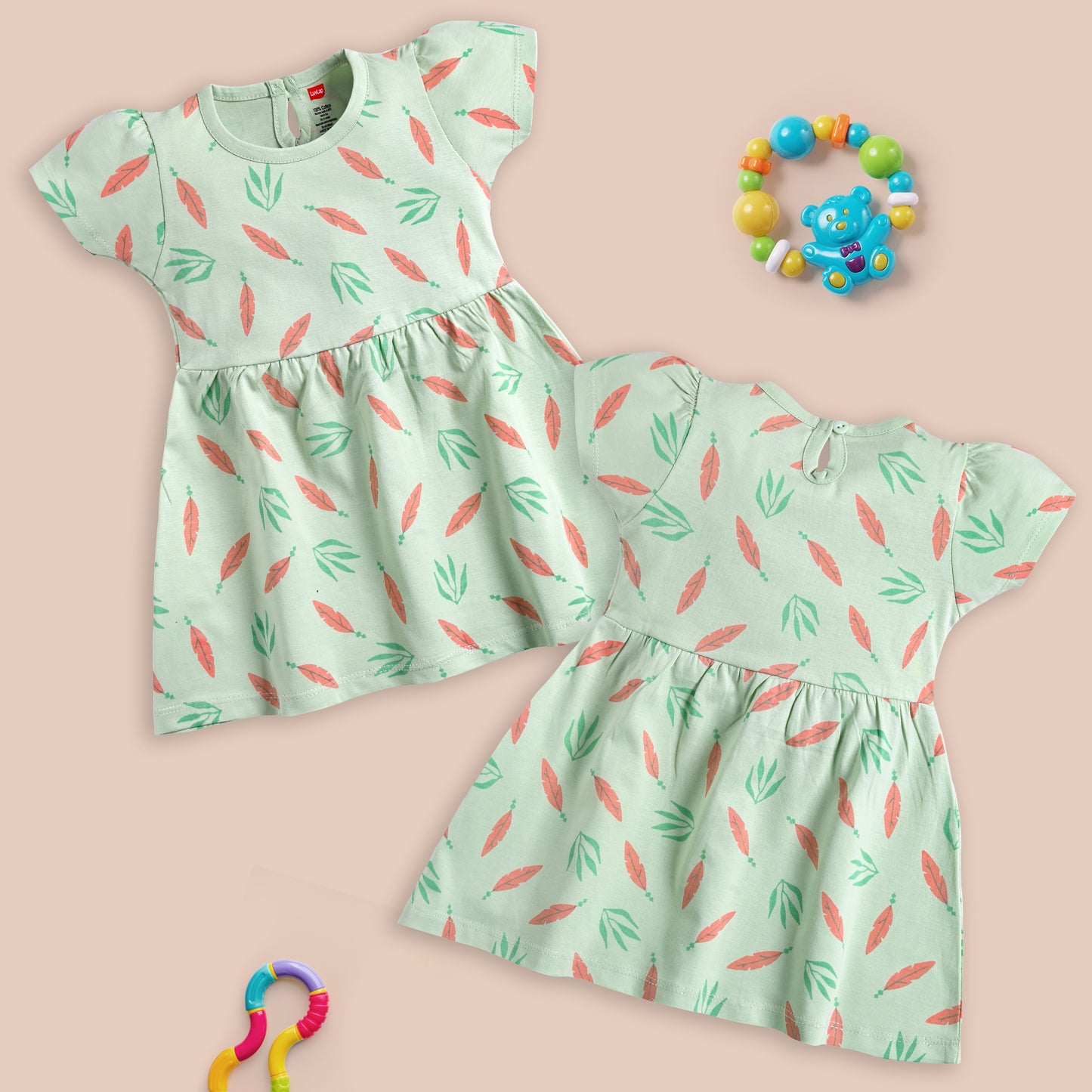 Baby Girls Pack Of 3 Half Sleeve Frock 100% Cotton