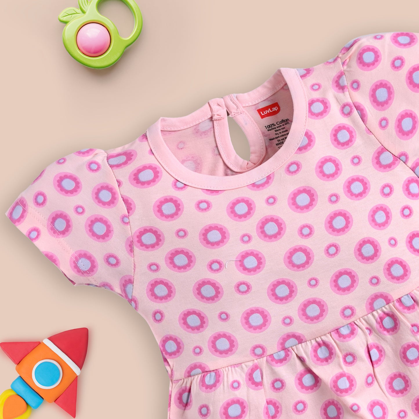 Baby Girls Pack Of 3 Half Sleeve Frock 100% Cotton