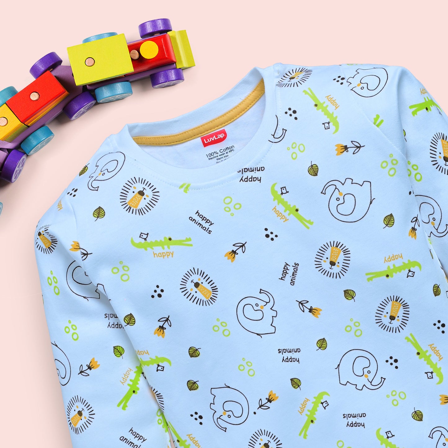 Baby Boys 100% Cotton Full Sleeve  Boys T-Shirt & Pyjama Sets Pack Of 3, Peach, Pink Rose & White