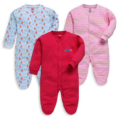 Baby Boys & Baby Girls  Pack Of 3 Full Sleeve Romper/Bodysuit 100% Cotton