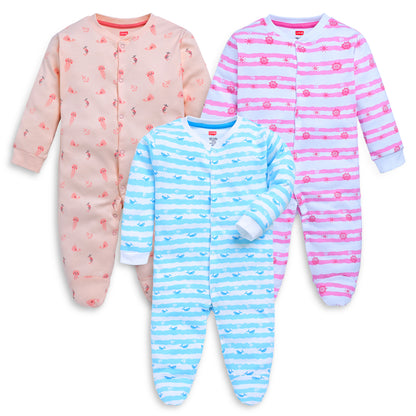 Baby Boys & Baby Girls  Pack Of 3 Full Sleeve Romper/Bodysuit 100% Cotton