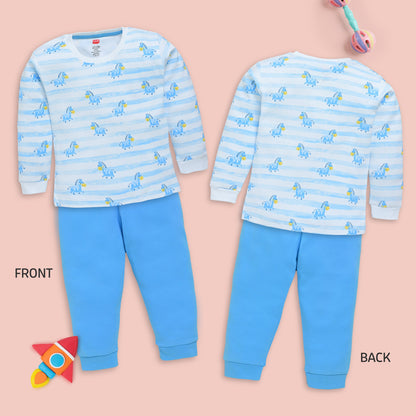 Baby Boys Pack Of 3 Full Sleeve T-Shirt & Pyjama Set 100% Cotton