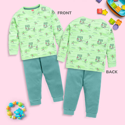 Baby Boys Pack Of 3 Full Sleeve T-Shirt & Pyjama Set 100% Cotton