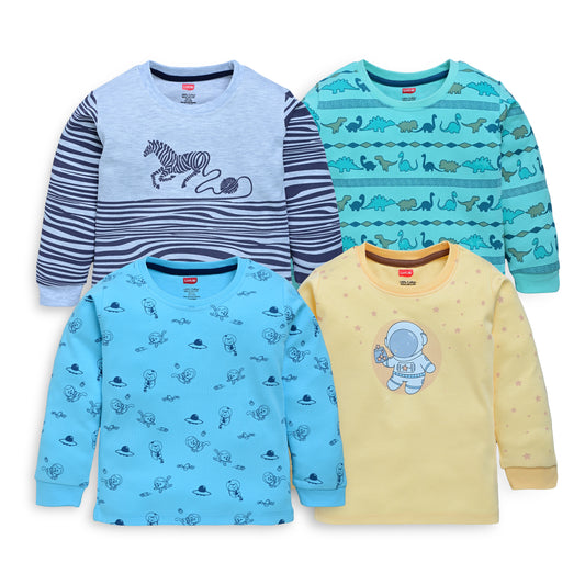 Baby Boys Pack Of 4 Full Sleeve T-Shirt 100% Cotton