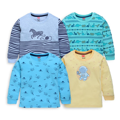 Baby Boys Pack Of 4 Full Sleeve T-Shirt 100% Cotton