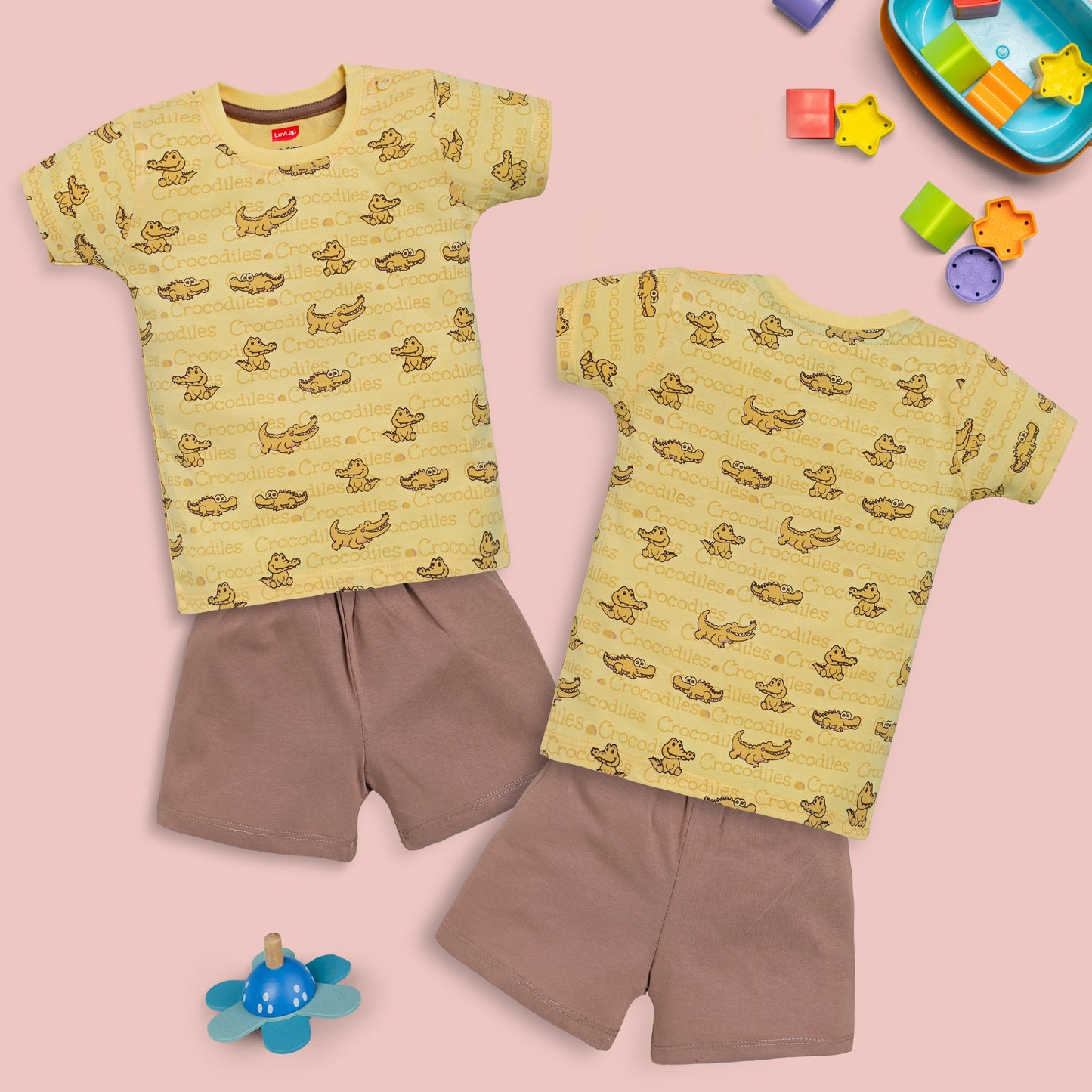 Baby Boys Pack Of 3 Half Sleeve T-Shirt & Shorts Set 100% Cotton