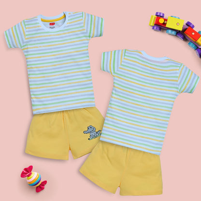 Baby Boys Pack Of 3 Half Sleeve T-Shirt & Shorts Set 100% Cotton