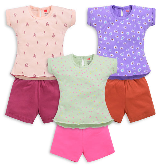 Baby Girls Regular Fit 100% Cotton Half Sleeves Girls Top CoSets Pack Of 3