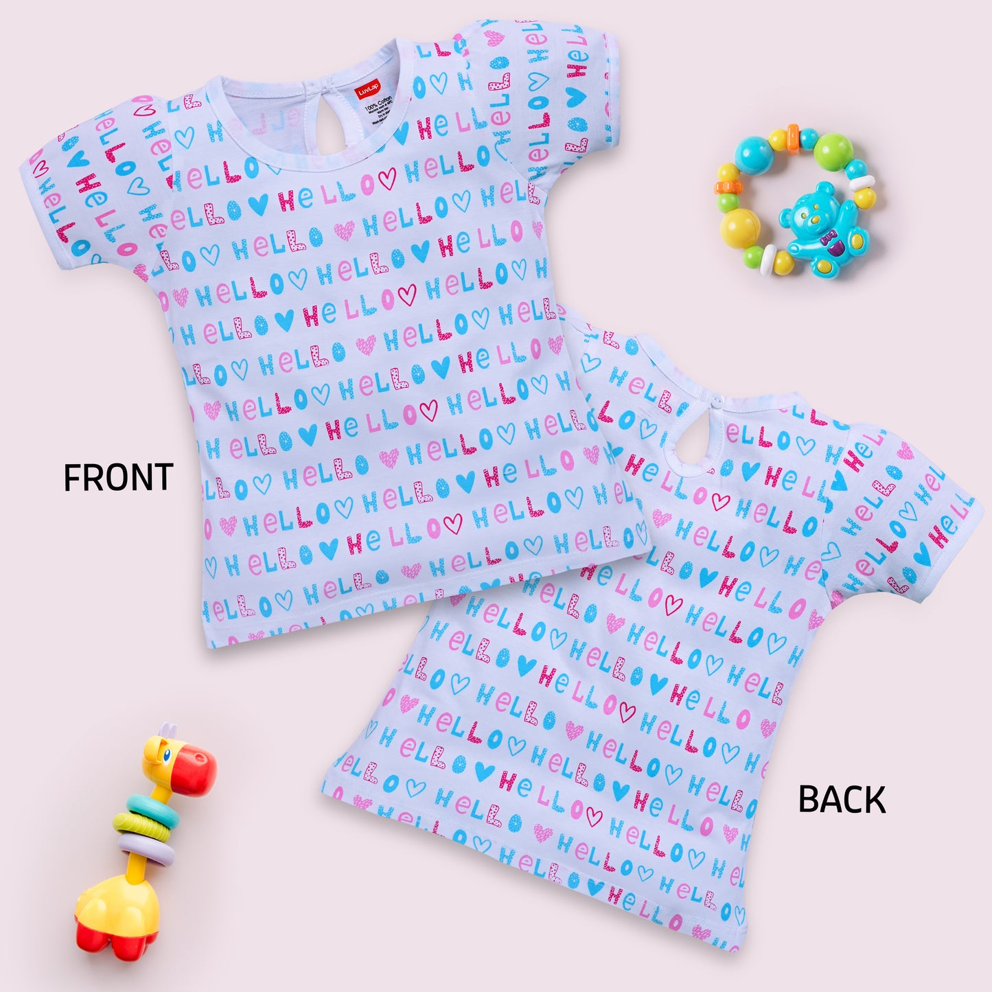 Baby Girls Pack Of 5 Half Sleeve Top 100% Cotton