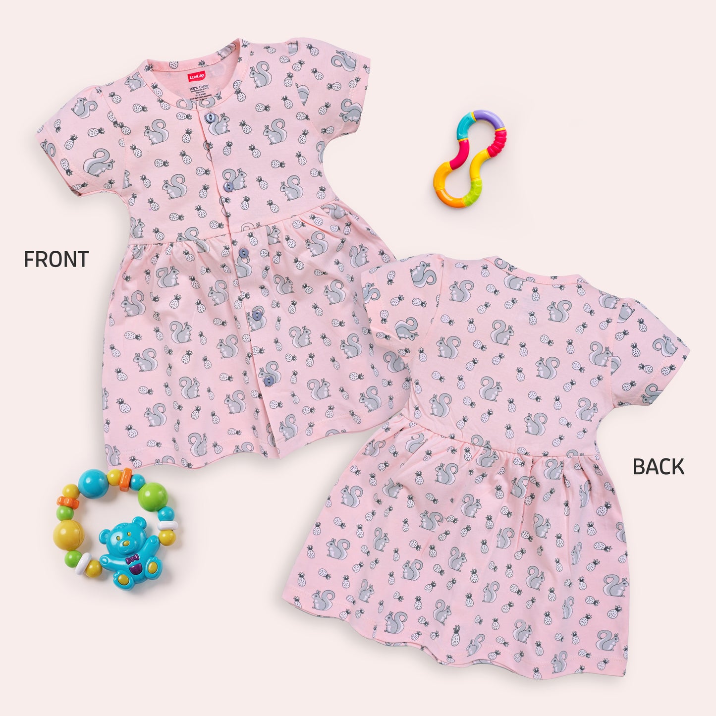 Baby Girls Pack Of 3 Half Sleeve Frock 100% Cotton