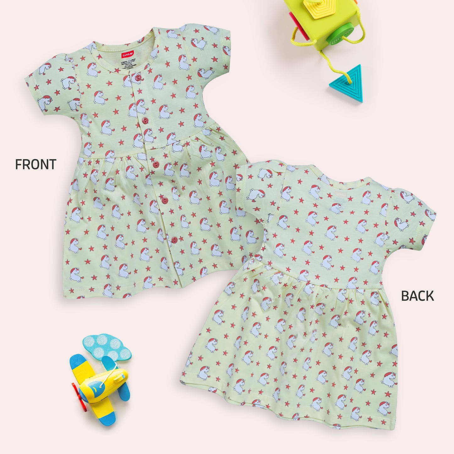 Baby Girls Pack Of 3 Half Sleeve Frock 100% Cotton