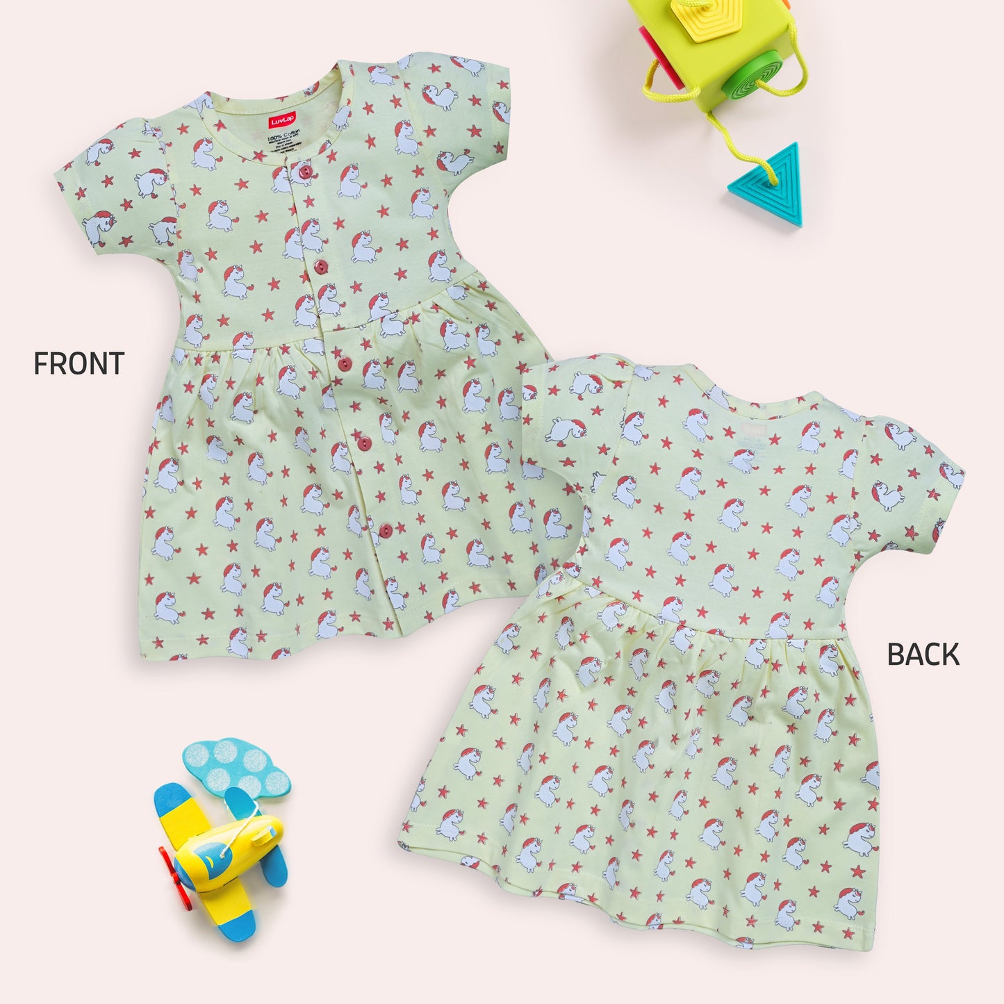 Baby Girls Pack Of 3 Half Sleeve Frock 100% Cotton