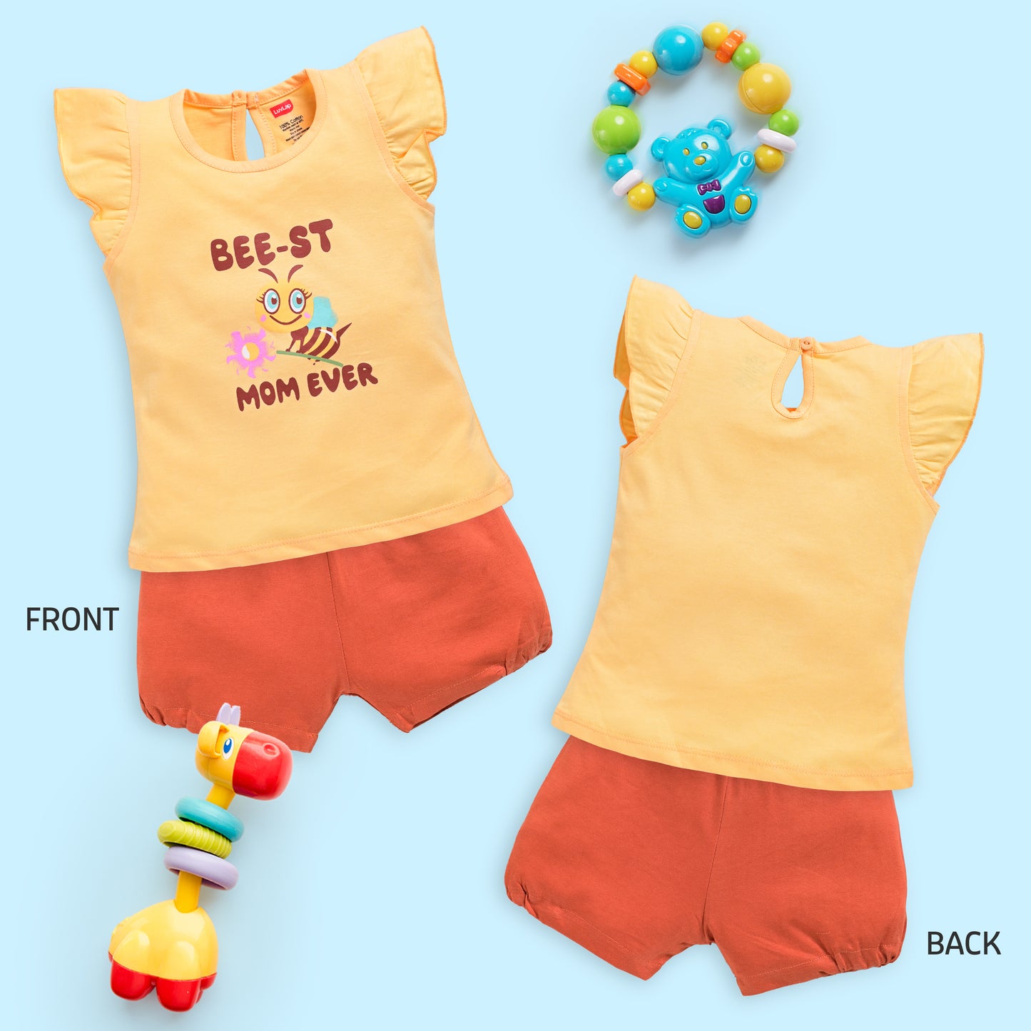Baby Girls 100% Cotton Sleeveless Girls Top & Shorts Sets Pack Of 3