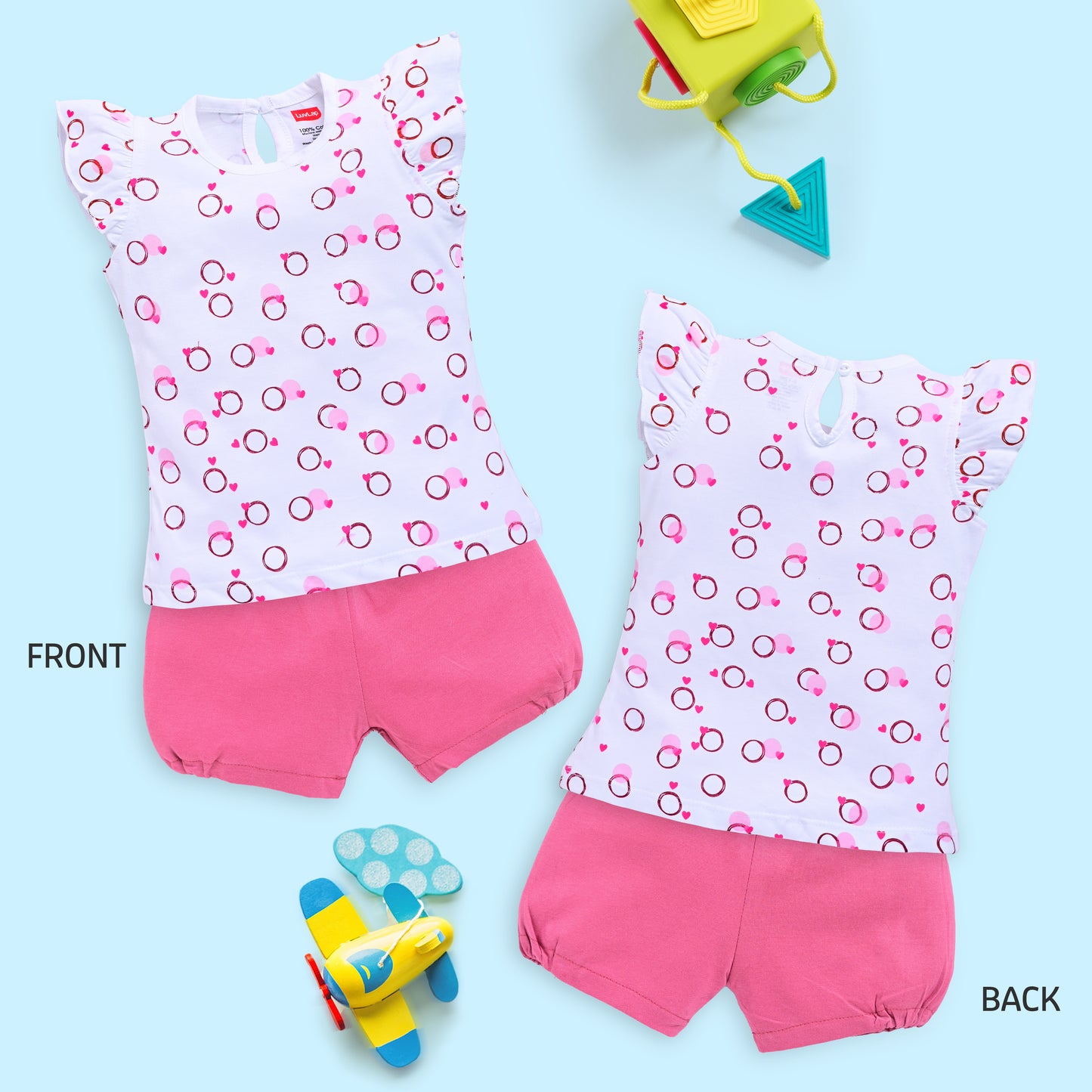 Baby Girls 100% Cotton Sleeveless Girls Top & Shorts Sets Pack Of 3