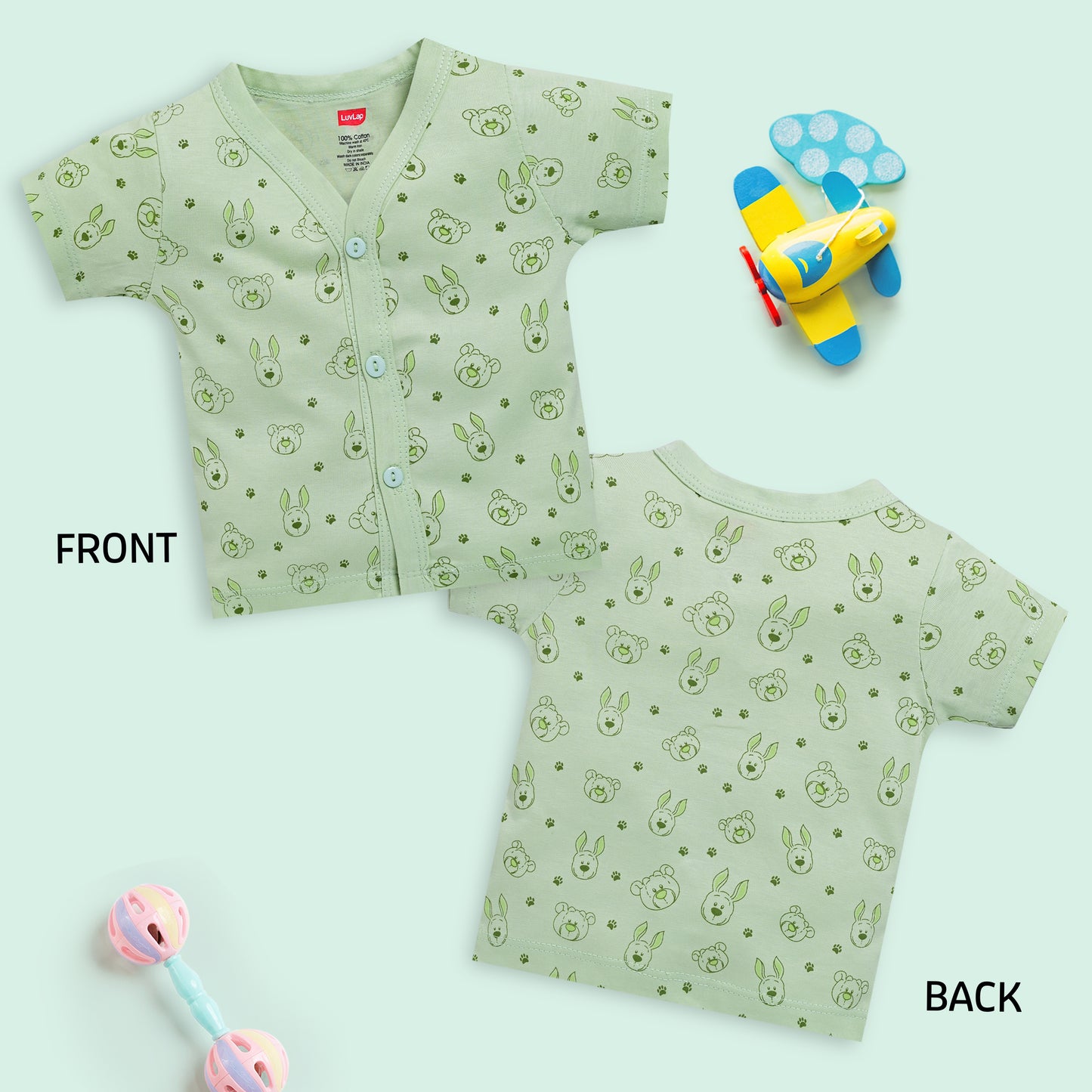 Baby Boys & Baby Girls Pack Of 4 Half Sleeve Jhabla, 100% Cotton