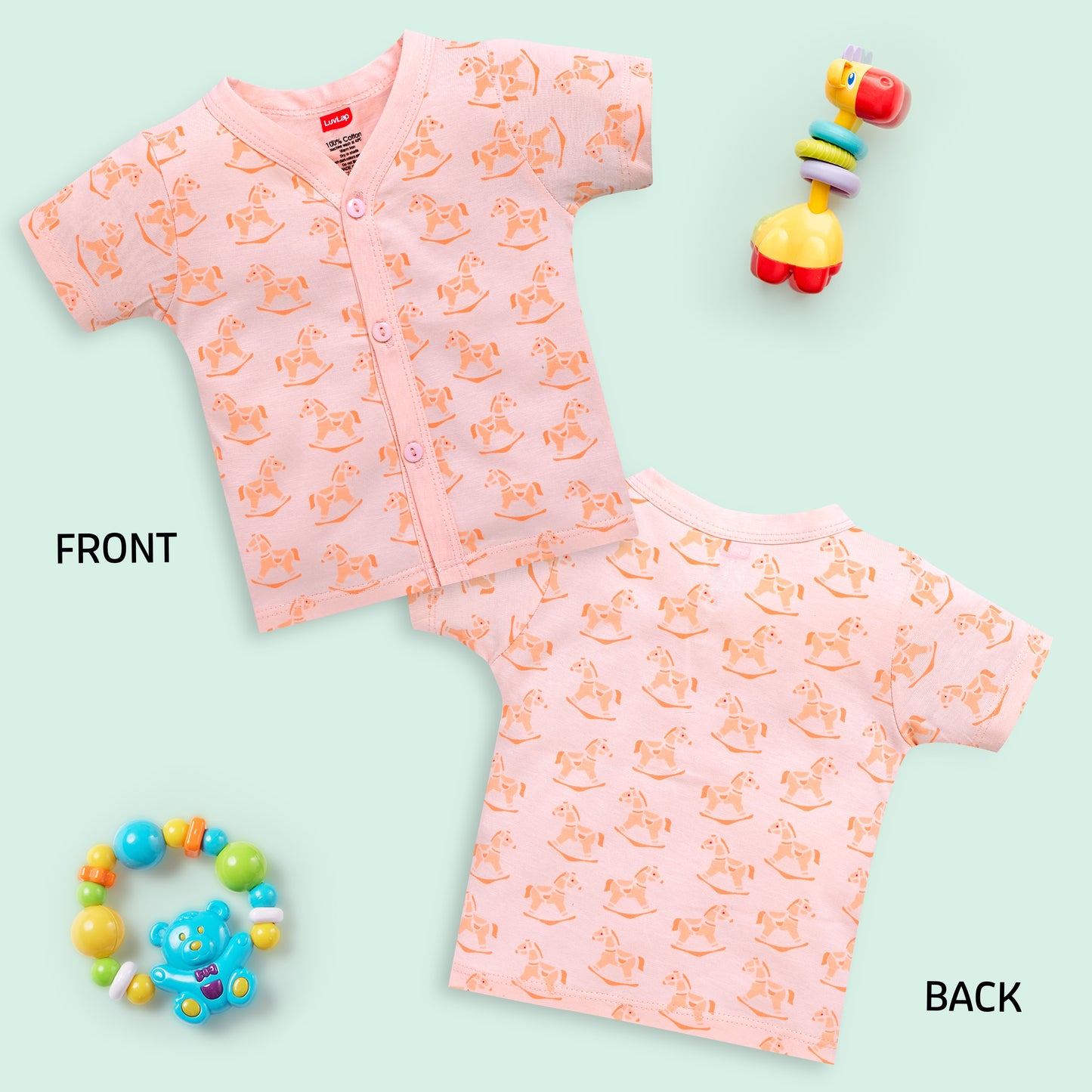 Baby Boys & Baby Girls Pack Of 4 Half Sleeve Jhabla, 100% Cotton