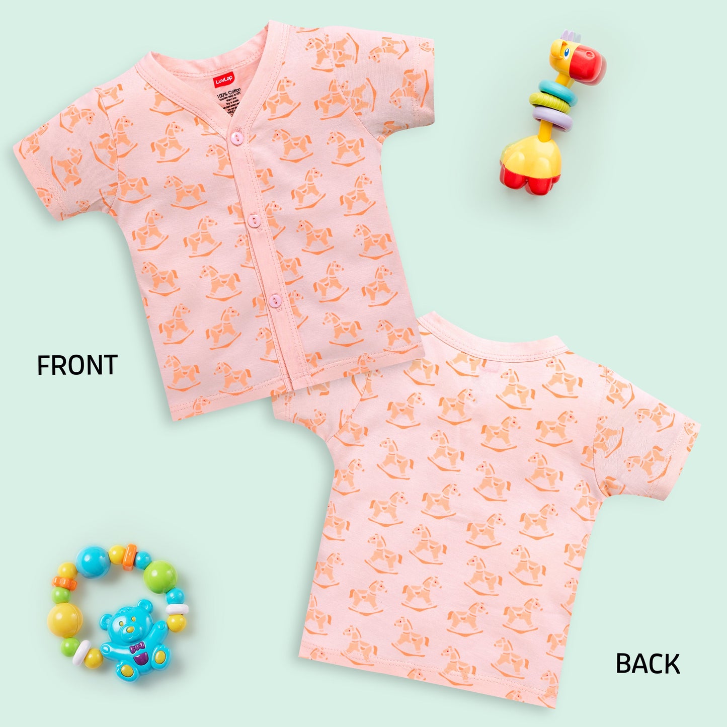 Baby Boys & Baby Girls Pack Of 4 Half Sleeve Jhabla, 100% Cotton