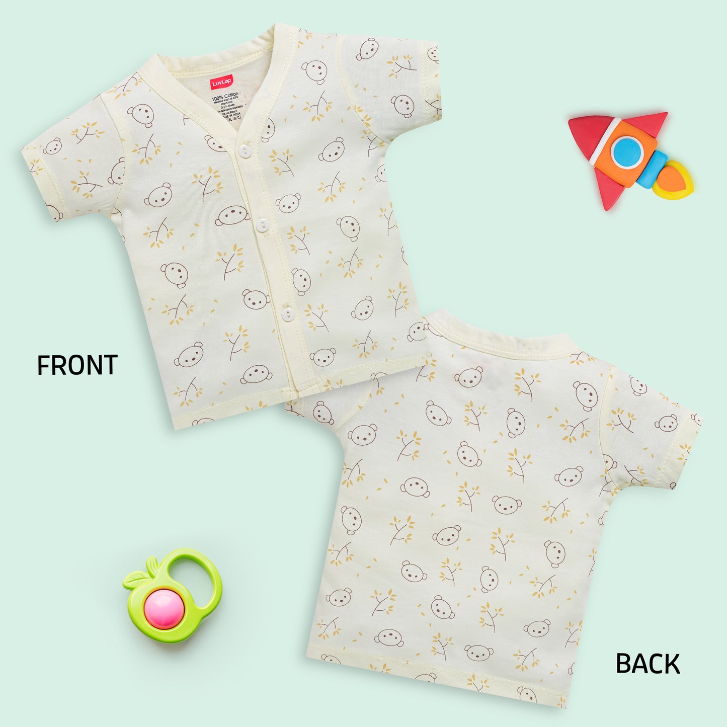 Baby Boys & Baby Girls Pack Of 4 Half Sleeve Jhabla, 100% Cotton