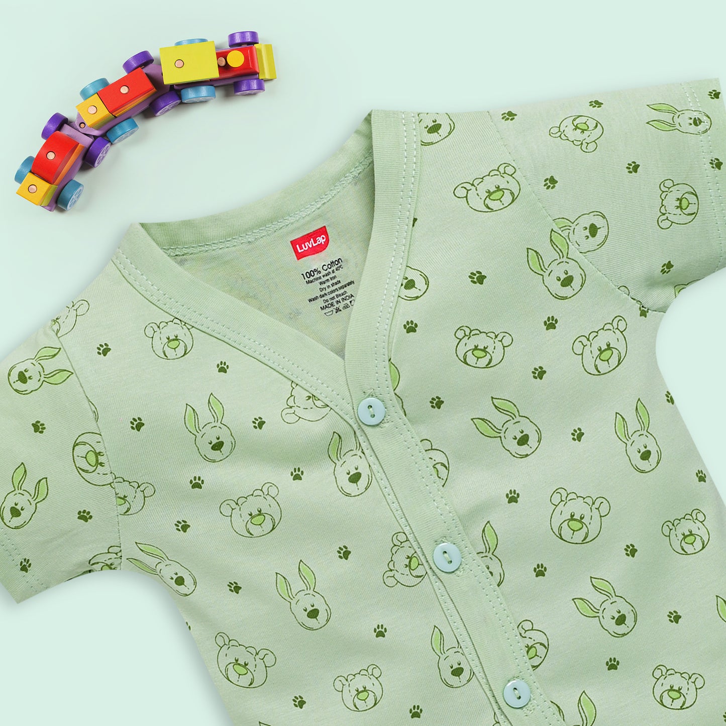 Baby Boys & Baby Girls Pack Of 4 Half Sleeve Jhabla, 100% Cotton