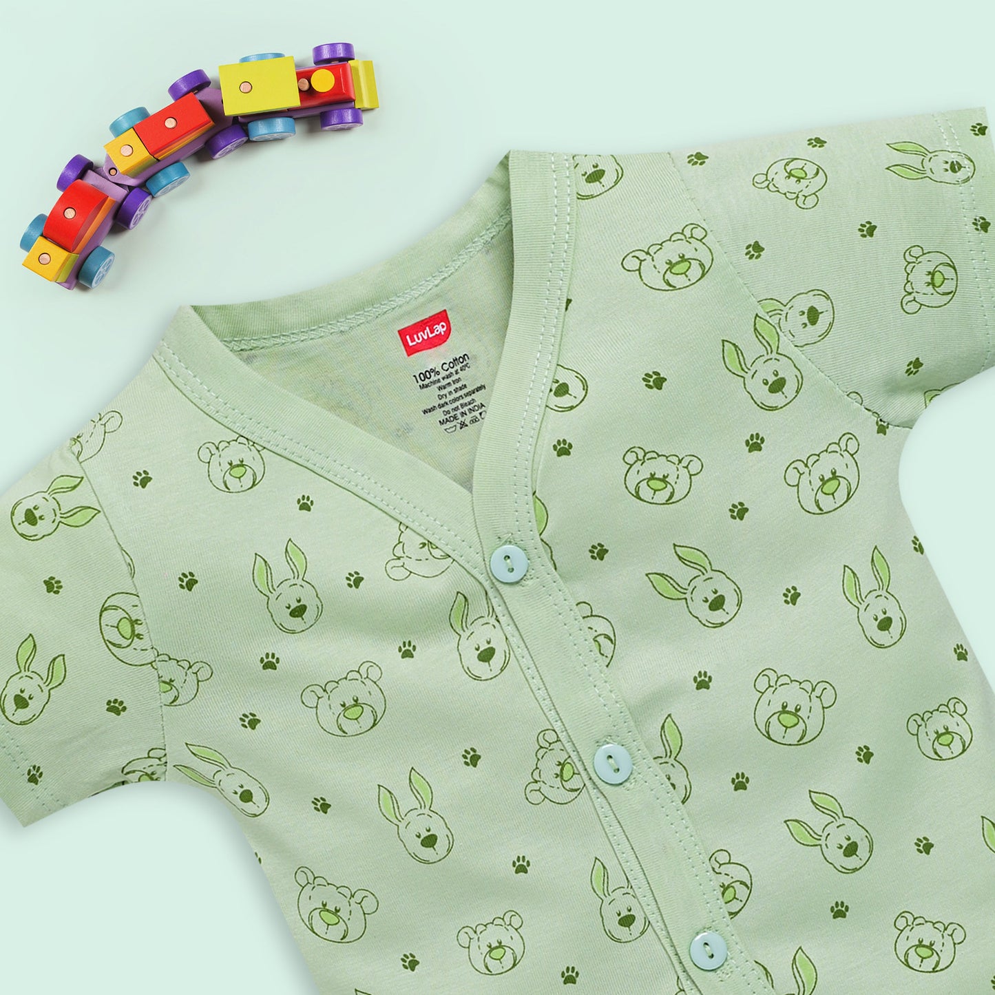 Baby Boys & Baby Girls Pack Of 4 Half Sleeve Jhabla, 100% Cotton