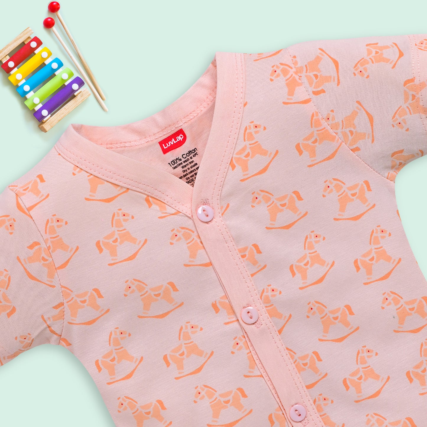 Baby Boys & Baby Girls Pack Of 4 Half Sleeve Jhabla, 100% Cotton
