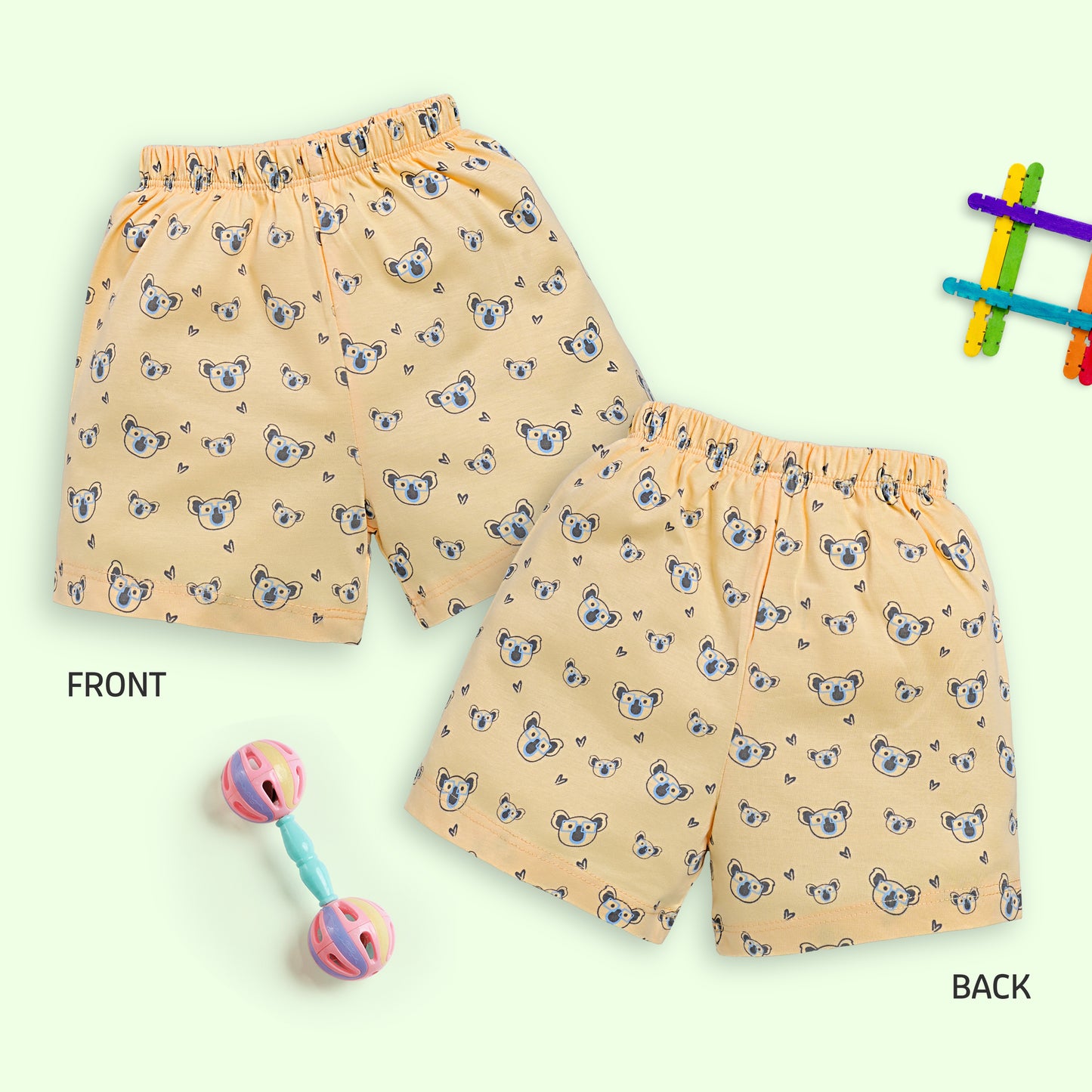 Baby Boys & Baby Girls Pack Of 5 Regular Shorts 100% Cotton