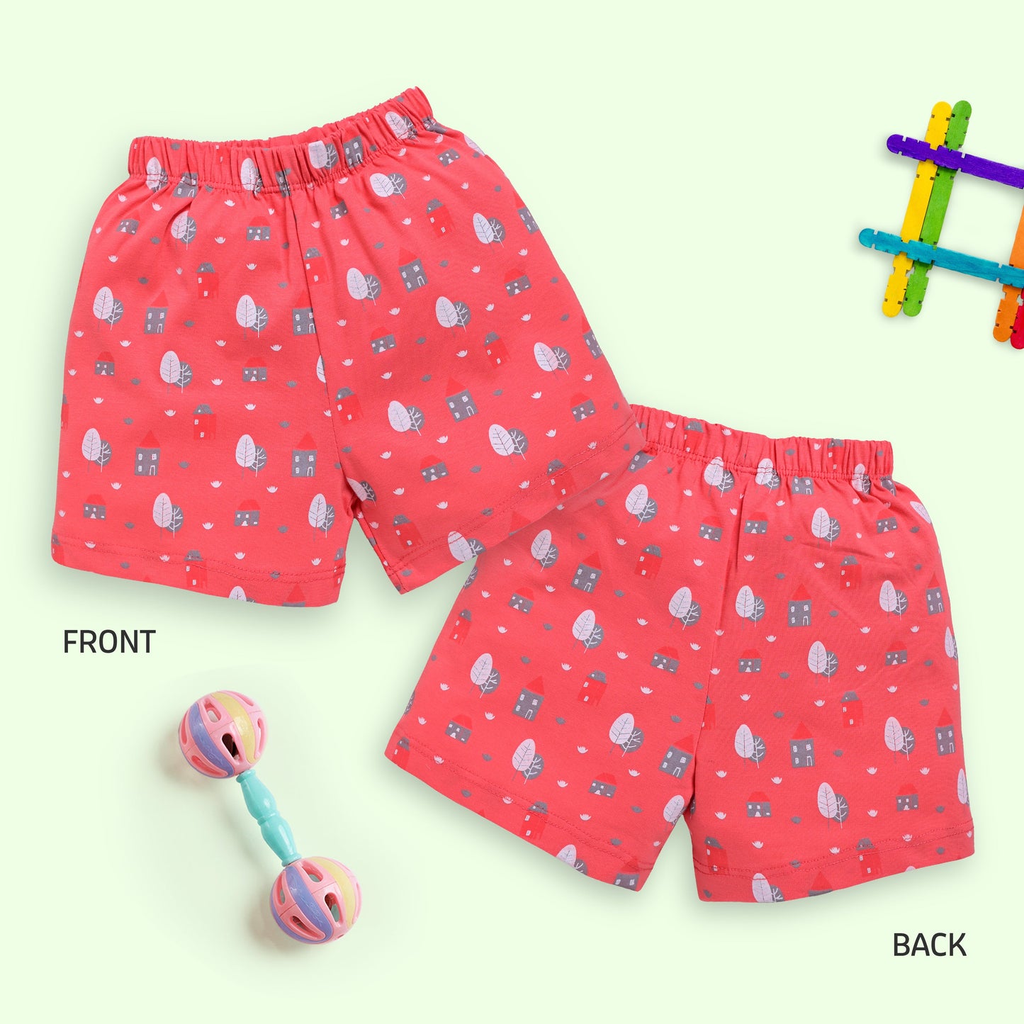 Baby Boys & Baby Girls Pack Of 5 Regular Shorts 100% Cotton
